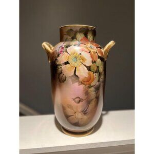 Rare Hand-Painted 13 Inch Nippon Urn/Vase – Smokey Amethyst Clematis